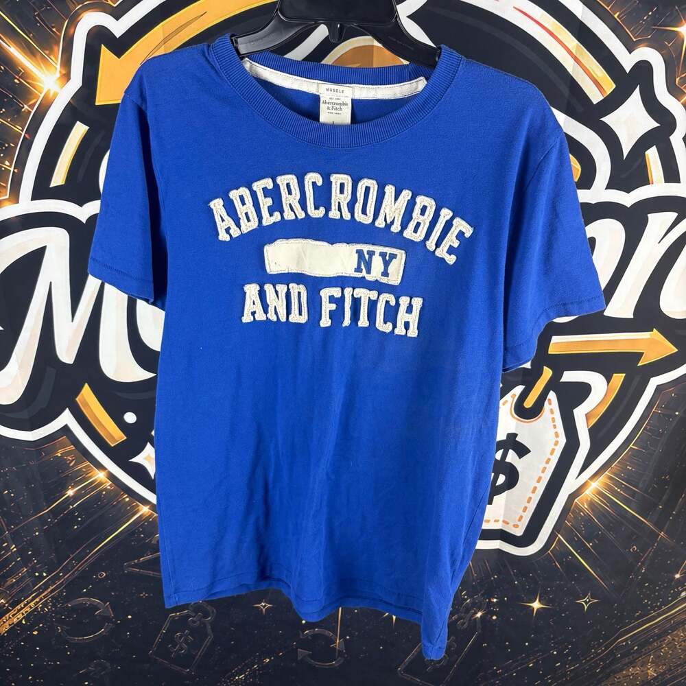 Abercrombie & Fitch Applique Logo Graphic Tee Blue Mens Size L